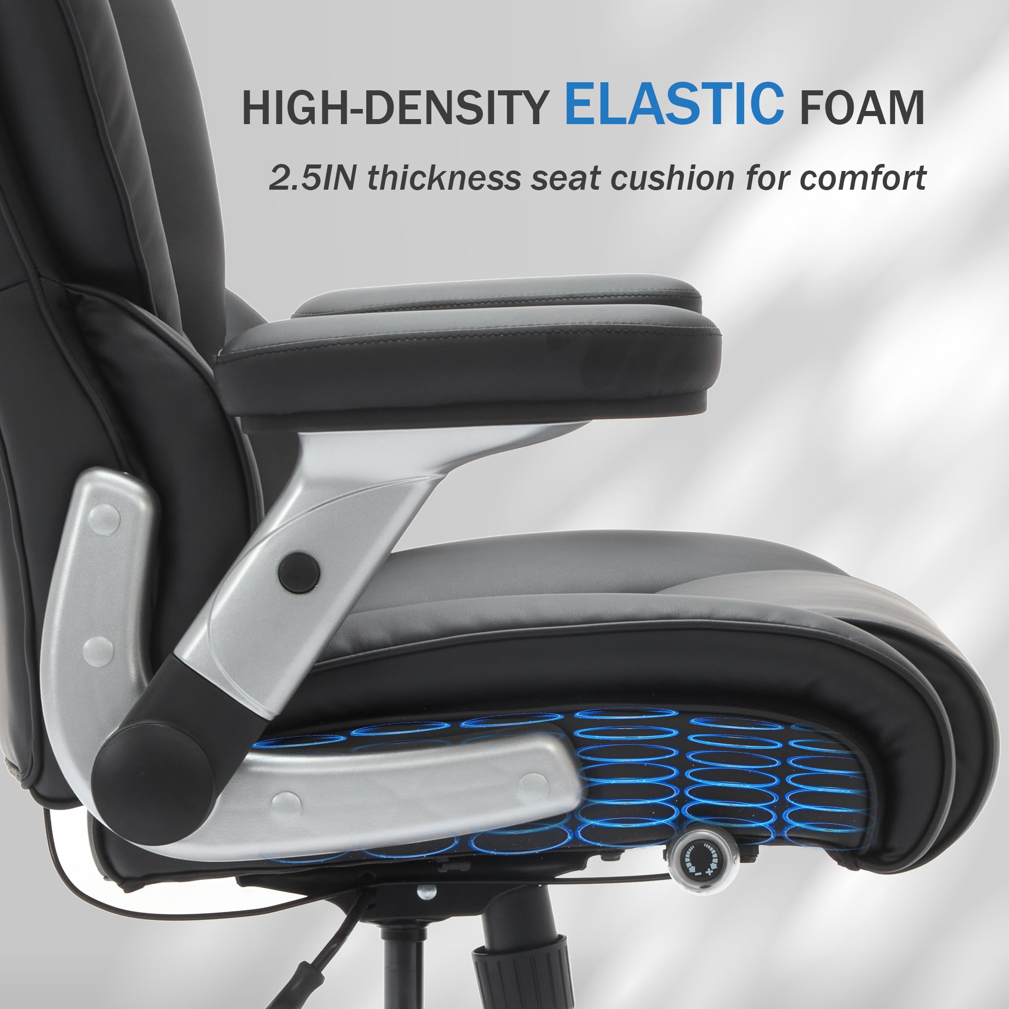 Big And Tall Office Chair 500lbs With Adjustable Lumbar Support, Executive Office Chair With Flip-up Armrest And Wider Seat, Ergonomic Leather Chair Breathable With Quiet Rubber Wheels Black_voghion.com